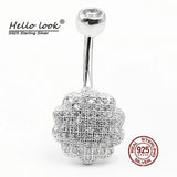 Cubic Zircon Navel Piercing 925 Sterling Silver Belly Ring for Women