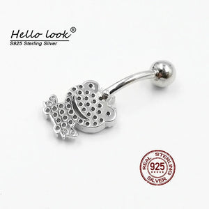Frog Prince Navel Piercing 925 Sterling Silver Belly Button Ring Crystal