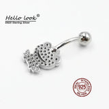 Frog Prince Navel Piercing 925 Sterling Silver Belly Button Ring Crystal