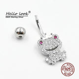 Frog Prince Navel Piercing 925 Sterling Silver Belly Button Ring Crystal