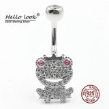 Frog Prince Navel Piercing 925 Sterling Silver Belly Button Ring Crystal