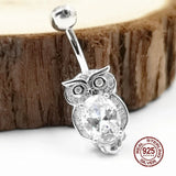Owl Belly Button Rings 925 Sterling Silver Navel Piercing Body Jewelry