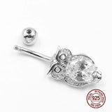 Owl Belly Button Rings 925 Sterling Silver Navel Piercing Body Jewelry