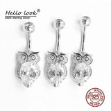 Owl Belly Button Rings 925 Sterling Silver Navel Piercing Body Jewelry