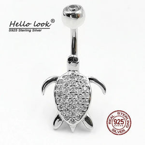 Turtle Navel Piercing 925 Silver Belly Button Ring Body Jewelry