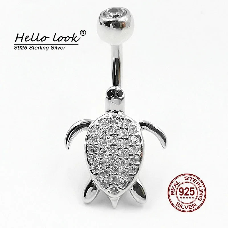 Turtle Navel Piercing 925 Silver Belly Button Ring Body Jewelry