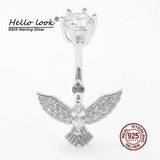 925 Silver Eagle Belly Ring with Zircon Navel Piercing