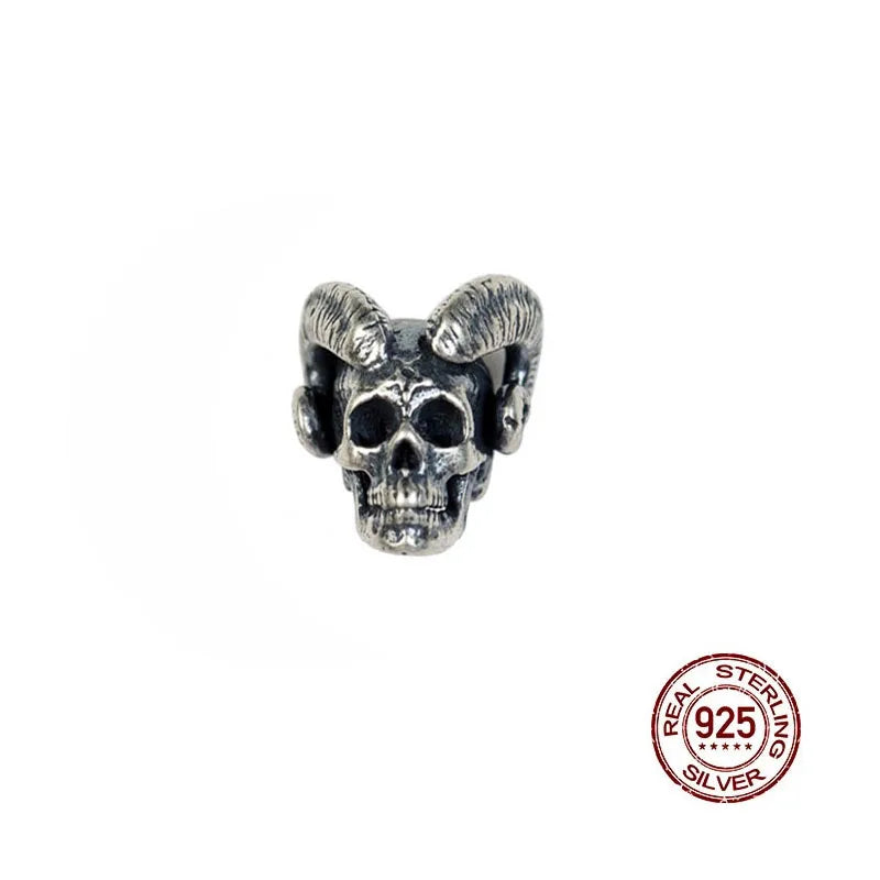 925 Sterling Silver Satan Skull Earring Evil Spirit - Gothic Punk Jewelry