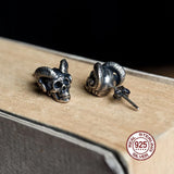 925 Sterling Silver Satan Skull Earring Evil Spirit - Gothic Punk Jewelry
