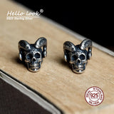 925 Sterling Silver Satan Skull Earring Evil Spirit - Gothic Punk Jewelry