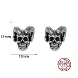 925 Sterling Silver Satan Skull Earring Evil Spirit - Gothic Punk Jewelry