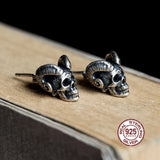 925 Sterling Silver Satan Skull Earring Evil Spirit - Gothic Punk Jewelry
