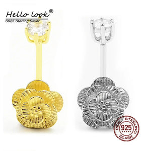 925 Silver Flower Navel Ring Belly Button Piercing