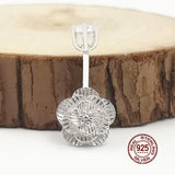 925 Silver Flower Navel Ring Belly Button Piercing
