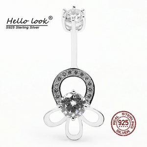 Flower Belly Button Ring 925 Sterling Silver Navel Piercing Wedding Body Jewelry