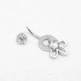 Flower Belly Button Ring 925 Sterling Silver Navel Piercing Wedding Body Jewelry