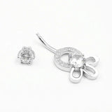 Flower Belly Button Ring 925 Sterling Silver Navel Piercing Wedding Body Jewelry