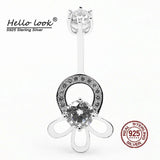 Flower Belly Button Ring 925 Sterling Silver Navel Piercing Wedding Body Jewelry