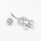 Flower Belly Button Ring 925 Sterling Silver Navel Piercing Wedding Body Jewelry