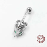 Flower Navel Piercing 925 Sterling Silver Belly Button Ring