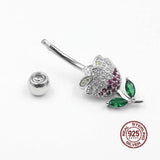 Flower Navel Piercing 925 Sterling Silver Belly Button Ring