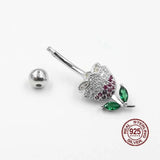 Flower Navel Piercing 925 Sterling Silver Belly Button Ring
