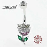 Flower Navel Piercing 925 Sterling Silver Belly Button Ring
