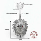 Zircon Lion Belly Button Ring 925 Sterling Silver Navel Piercing