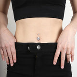Zircon Lion Belly Button Ring 925 Sterling Silver Navel Piercing