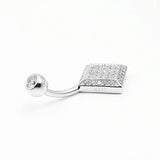 Zircon Square Navel Piercing 925 Sterling Silver Belly Button Rings