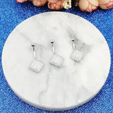 Zircon Square Navel Piercing 925 Sterling Silver Belly Button Rings