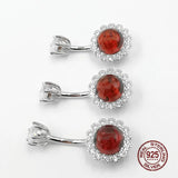 925 Silver Garnet Barbell Navel Ring Belly Button Piercing