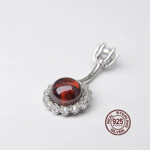 925 Silver Garnet Barbell Navel Ring Belly Button Piercing