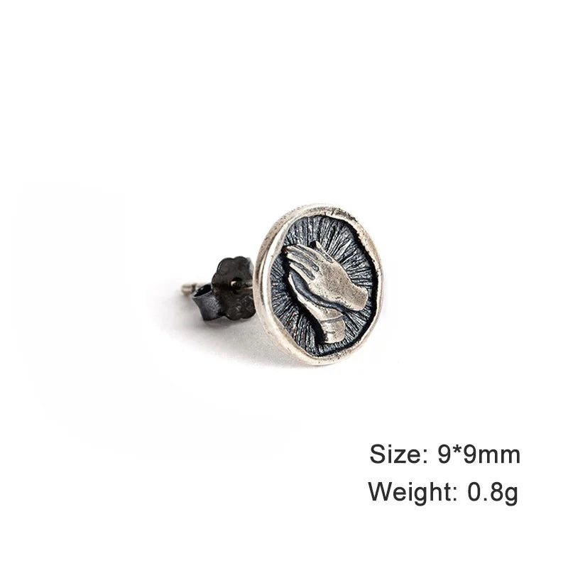 Gothic 925 Silver Ear Studs Men Women Punk Earrings
