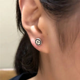 Gothic 925 Silver Ear Studs Men Women Punk Earrings