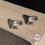 Gothic Shark Tooth Hoop Earrings 925 Sterling Silver Huggie Unisex Punk Jewelry