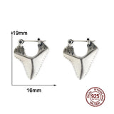 Gothic Shark Tooth Hoop Earrings 925 Sterling Silver Huggie Unisex Punk Jewelry