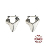 Gothic Shark Tooth Hoop Earrings 925 Sterling Silver Huggie Unisex Punk Jewelry