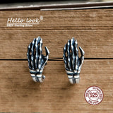 Hand Skeleton Stud Earring 925 Sterling Silver Gothic Ear Piercing Jewelry