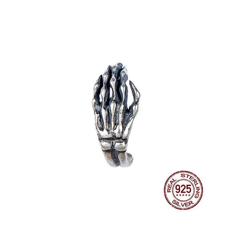 Hand Skeleton Stud Earring 925 Sterling Silver Gothic Ear Piercing Jewelry