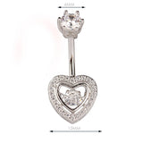 Heart Cubic Zircon Belly Button Ring 925 Sterling Silver Navel Piercing