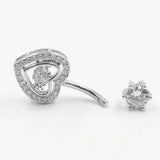 Heart Cubic Zircon Belly Button Ring 925 Sterling Silver Navel Piercing