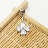 Heart Zircon Charms Navel Piercing Ring 925 Sterling Silver Belly Button Ring
