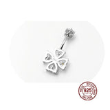 Heart Zircon Charms Navel Piercing Ring 925 Sterling Silver Belly Button Ring