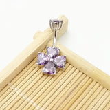 Heart Zircon Charms Navel Piercing Ring 925 Sterling Silver Belly Button Ring