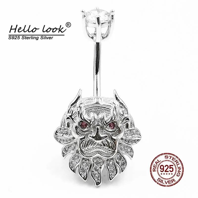 Lion Navel Piercing Ring 925 Silver Belly Buttton Ring Body Jewelry