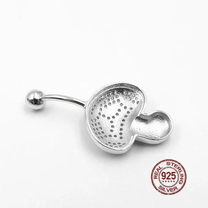925 Silver Mushroom Navel Piercing Belly Buttton Ring Body Jewelry