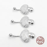 925 Silver Mushroom Navel Piercing Belly Buttton Ring Body Jewelry