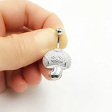925 Silver Mushroom Navel Piercing Belly Buttton Ring Body Jewelry