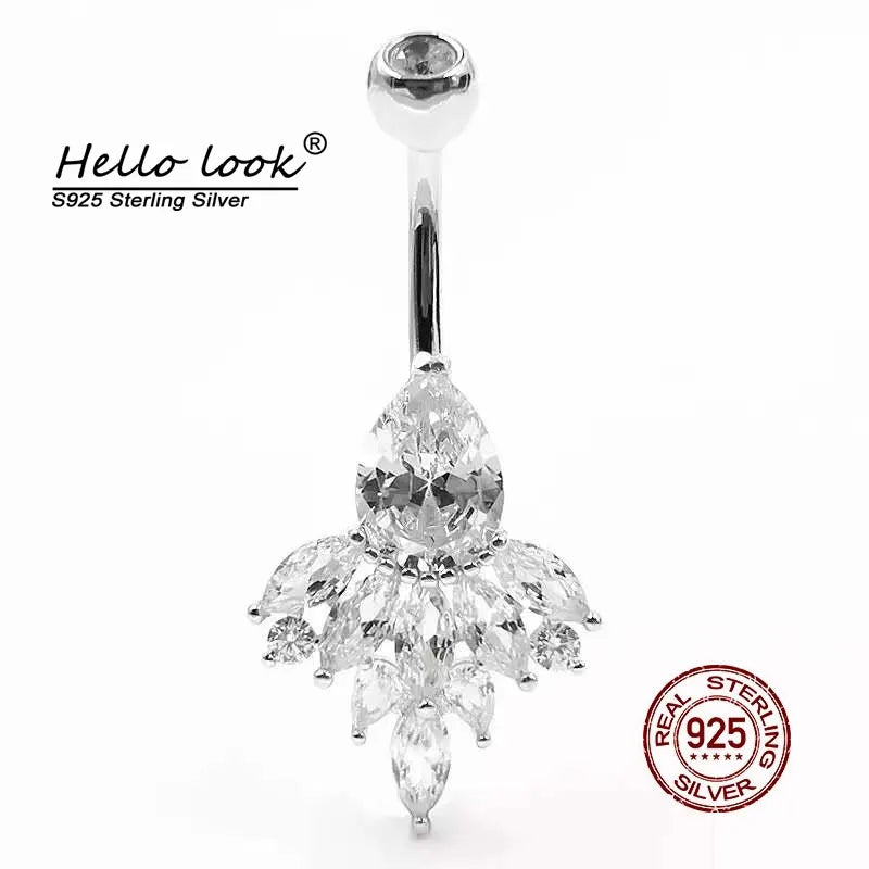 Peafowls Zircon Navel Piercing 925 Sterling Silver Belly Ring